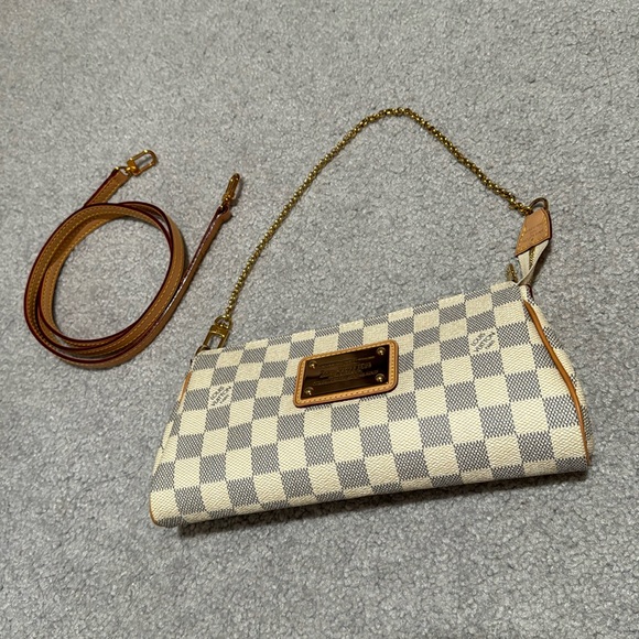 Authentic LOUIS VUITTON Eva Damier Azur Mini Crossbody Chain Bag - Picture 1 of 9